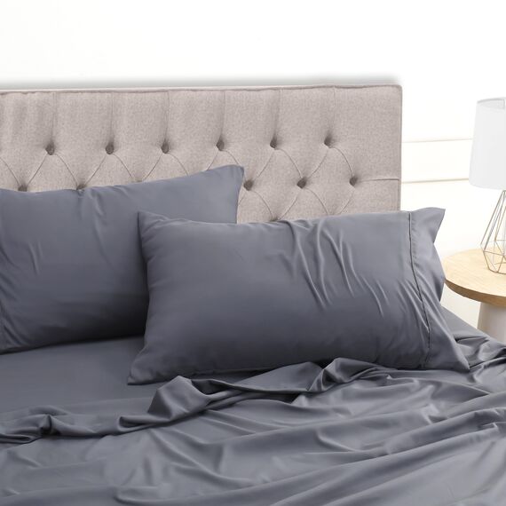 Utopia Bedding 4 Teilige Bettlaken Set 180x200 cm, Grau - Polyester Microfaser, Oeko-Tex Zertifiziert, 1 Spannbettlaken 180x200 cm, 1 Bettlaken 270x290 cm und 2 Kissenbezüge 50x75 cm