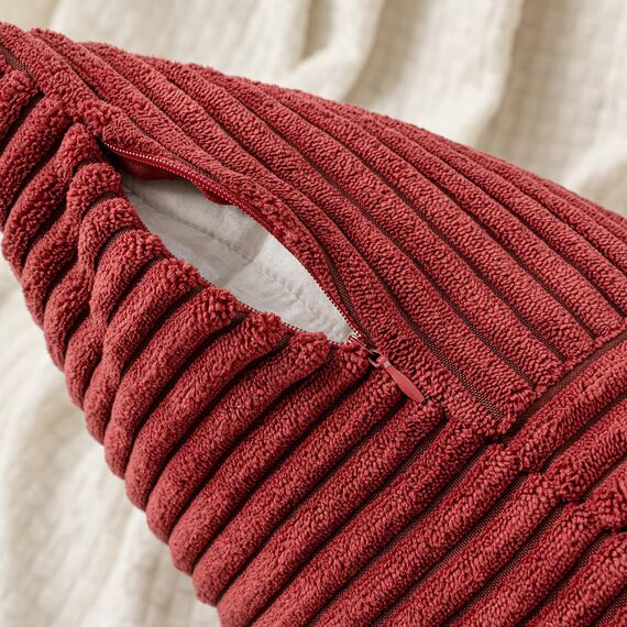 MIULEE Weihnachten Kissenbezug 45x45 Weinrot Kordsamt 2er Set Kissenbezüge Zierkissenbezug Kissenhülle Sofakissen Dekokissen Streifen Muster Patchwork Design für Wohnzimmer