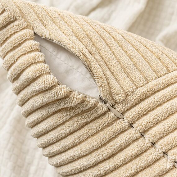 MIULEE Kissenbezug 50x50 Beige Kordsamt 2er Set Kissenbezüge Zierkissenbezug Kissenhülle Sofakissen Dekokissen Streifen Muster Patchwork Design für Wohnzimmer