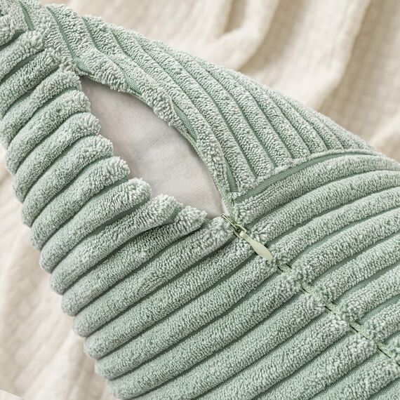 MIULEE Kissenbezug 40x40 Graugrün Kordsamt 2er Set Kissenbezüge Zierkissenbezug Kissenhülle Sofakissen Dekokissen Streifen Muster Patchwork Design für Wohnzimmer