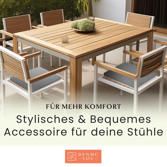 Sitzkissen Stuhl 40x40 cm im 2er Set – Sitzkissen Outdoor mit Memory Foam -Sitzkissen für Indoor & Outdoor Nutzung – Mittelhart H3 Sitzpolster Gartenstuhl Balkon Terrasse – Garten Sitzpolster Grau