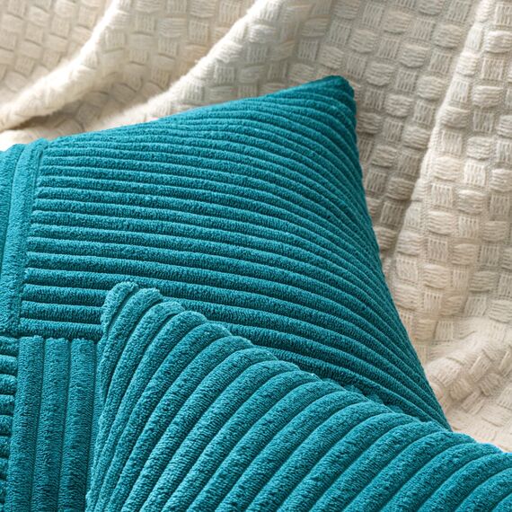 MIULEE Kissenbezug 45x45 Blauer See Kordsamt 2er Set Kissenbezüge Zierkissenbezug Kissenhülle Sofakissen Dekokissen Streifen Muster Patchwork Design für Wohnzimmer