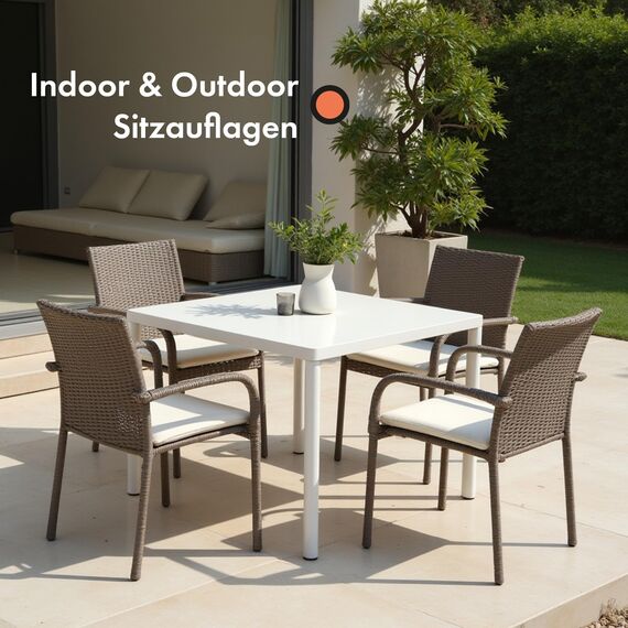 Sitzkissen Stuhl 40x40 cm im 2er Set – Sitzkissen Outdoor mit Memory Foam -Sitzkissen für Indoor & Outdoor Nutzung – Mittelhart H3 Sitzpolster Gartenstuhl Balkon Terrasse (Beige, Eckig 2 Pack)