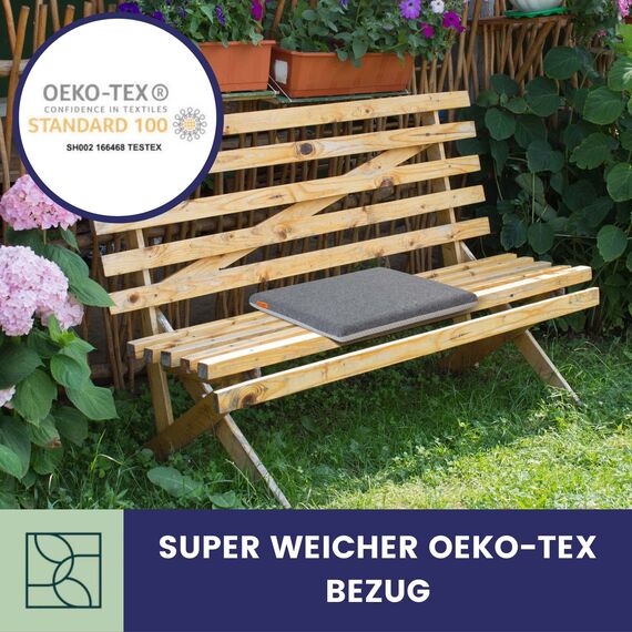 Sitzkissen Stuhl 40x40 cm im 2er Set – Sitzkissen Outdoor mit Memory Foam -Sitzkissen für Indoor & Outdoor Nutzung – Mittelhart H3 Sitzpolster Gartenstuhl Balkon Terrasse – Garten Sitzpolster Grau