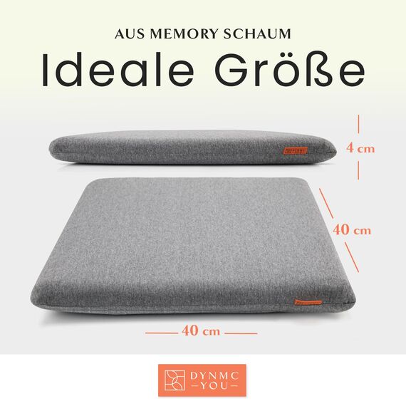 Sitzkissen Stuhl 40x40 cm im 2er Set – Sitzkissen Outdoor mit Memory Foam -Sitzkissen für Indoor & Outdoor Nutzung – Mittelhart H3 Sitzpolster Gartenstuhl Balkon Terrasse – Garten Sitzpolster Grau