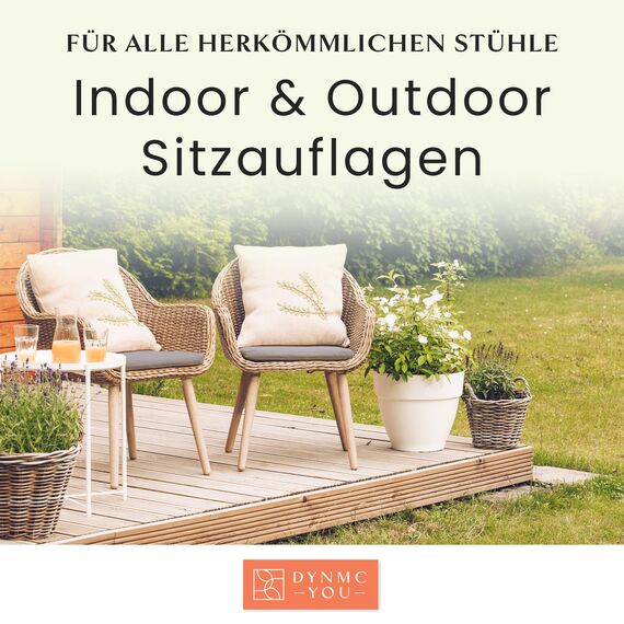 Sitzkissen Stuhl 40x40 cm im 2er Set – Sitzkissen Outdoor mit Memory Foam -Sitzkissen für Indoor & Outdoor Nutzung – Mittelhart H3 Sitzpolster Gartenstuhl Balkon Terrasse – Garten Sitzpolster Grau