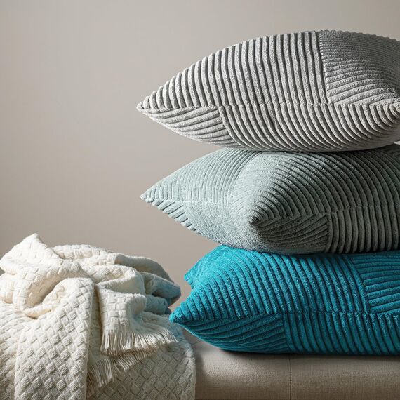 MIULEE Kissenbezug 45x45 Blauer See Kordsamt 2er Set Kissenbezüge Zierkissenbezug Kissenhülle Sofakissen Dekokissen Streifen Muster Patchwork Design für Wohnzimmer