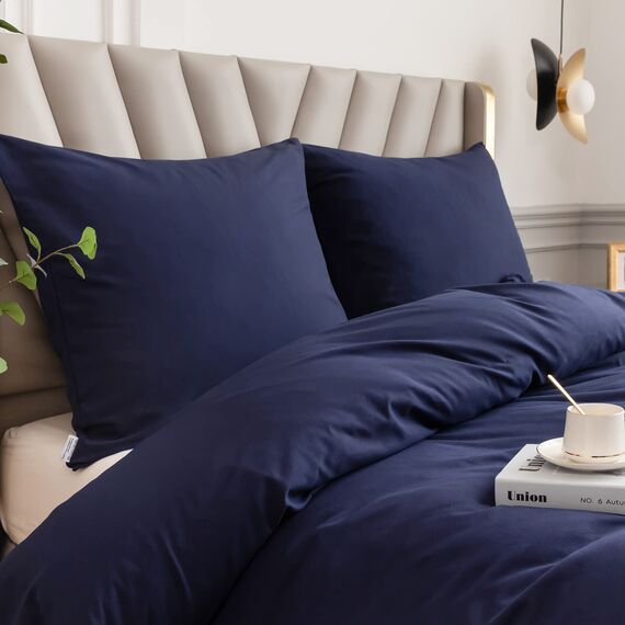 Amolavet Winter Bettwäsche 155x220 2teilig Set Blau aus Gebürstetem Mikrofaser Winterbettwäsche 155x220 Bettbezug 155 X 220 + Kissenbezüg 80x80 Mit Reißverschluss für Einzelbett