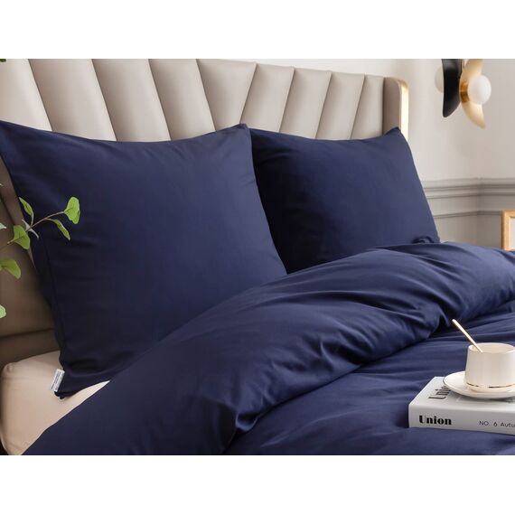 Amolavet Kissenbezug 80x80 Dunkelblau 2er Set Kopfkissenbezug 80x80 mit Hotelverschluss aus Gebürstetem Mikrofaser