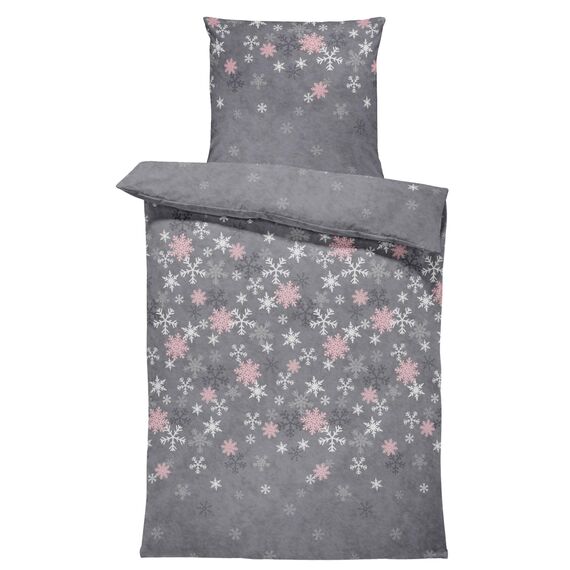 Leonado Vicenti Winter Bettwäsche Thermo Fleece Flausch Kuschelig Warme Garnitur Bettbezüge Set, Größe:2 teilig 155x220 cm, Farbe:Kristall grau