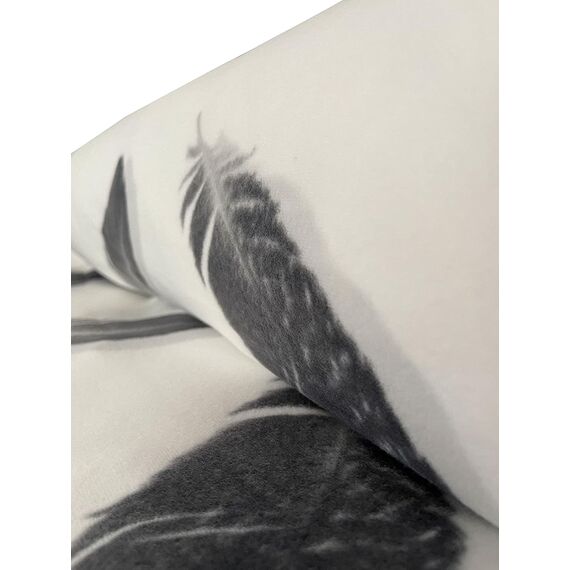 Leonado-Vicenti Winter Bettwäsche Thermo Fleece Flausch Kuschelig Warme Garnitur Bettbezüge Set, Größe:3 teilig 200x220 cm, Farbe:Feder weiß schwarz