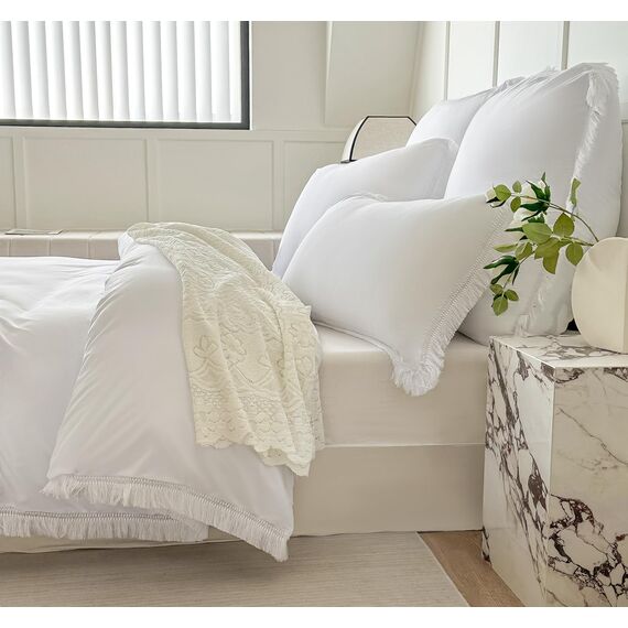 Amolavet Boho Quasten Design Weiß Bettwäsche 200x200 3teilig Set aus Gebürstetem Mikrofaser Winter Bettwäsche 200x200 Bettbezug 200 X 200 Mit Reißverschluss + 2 Kissenbezüg 80x80 für Doppelbett