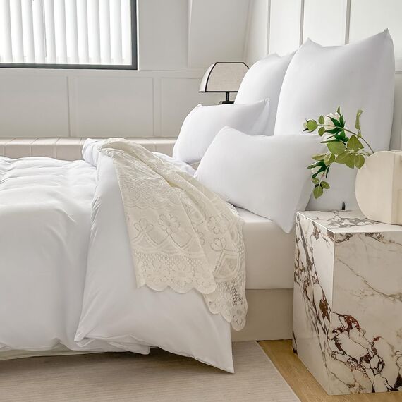 Amolavet Winter Bettwäsche 200x200 3teilig Set Weiß aus Gebürstetem Mikrofaser Winterbettwäsche 200x200 Bettbezug 200x200cm + 2 Kissenbezüg 80x80cm Mit Reißverschluss für Doppelbett