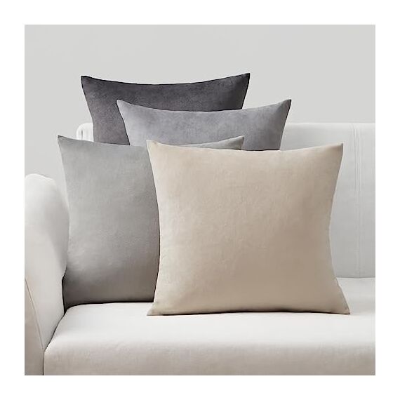 Topfinel Kissenbezug 40x40 grau 4er Set Samt Kissenbezüge Kissenhülle sofakissen dekokissen Zierkissen deko für Sofa Schlafzimmer Wohnzimmer flauschig Farbverlauf