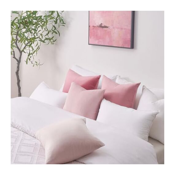 Topfinel Kissenbezug 40x40 rosa Samt 4er Set Kissenbezüge Kissenhülle sofakissen dekokissen Zierkissen deko für Sofa Schlafzimmer Wohnzimmer flauschig Farbverlauf