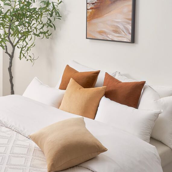 Topfinel Kissenbezug 40x40 braun Samt 4er Set Kissenbezüge Kissenhülle sofakissen dekokissen Zierkissen deko für Sofa Schlafzimmer Wohnzimmer flauschig Farbverlauf