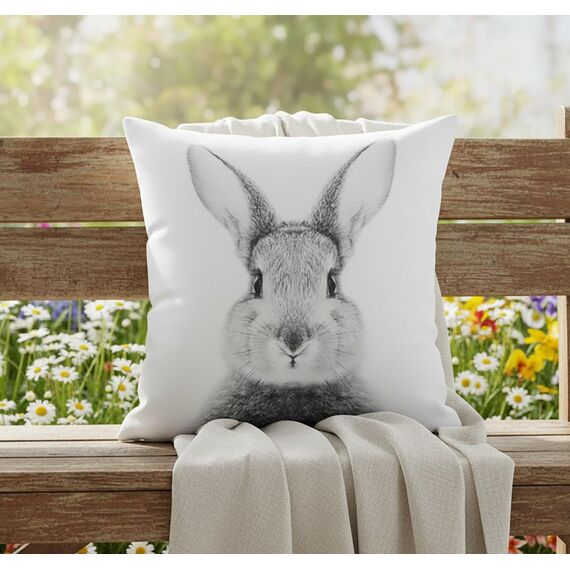 KAMACA Dekokissen Süßer Hase – 40x40 cm Inklusive Füllung & Reißverschluss – Flauschiges Oster - Kissen für Wohnzimmer & Couch