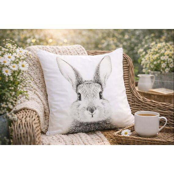KAMACA Dekokissen Süßer Hase – 40x40 cm Inklusive Füllung & Reißverschluss – Flauschiges Oster - Kissen für Wohnzimmer & Couch