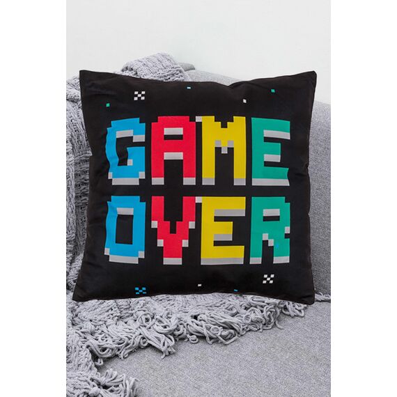 KAMACA Flauschig gefülltes Wendekissen für Gamer 40x40 cm mit Reißverschluss Kissen mit Füllung tolles Geschenk für Gamer (Game Over und Power UP)
