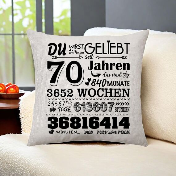 Aconesong Geschenk zum 70. Geburtstag Kissenbezug Geschenkidee für 70 Jahren Frau Mann Oma Opa Freundin Ehefrau Ehemann 70. Geburtstag Deko Zierkissenbezüge 45x45cm (70th)
