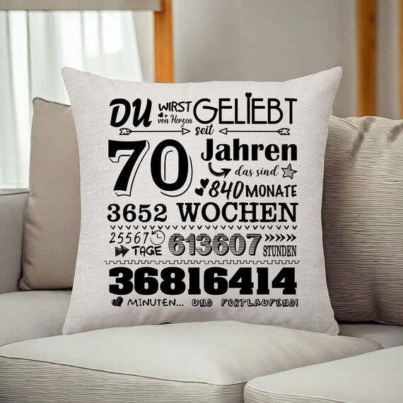 Aconesong Geschenk zum 70. Geburtstag Kissenbezug Geschenkidee für 70 Jahren Frau Mann Oma Opa Freundin Ehefrau Ehemann 70. Geburtstag Deko Zierkissenbezüge 45x45cm (70th)
