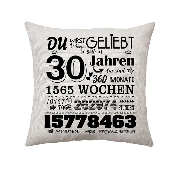 Aconesong Geschenk zum 30. Geburtstag Kissenbezug Geschenkidee für 30 Jahren Frau Mann Tante Onkel Schwester Bruder 30. Geburtstag Deko Zierkissenbezüge 45x45cm (30th)