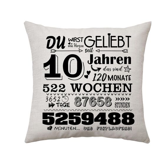 Geburtstagsgeschenk für Frauen Männer Zierkissenbezüge Geschenk für Sie 6 - 50 Jahre Geschenke für Mama Tante Papa Oma Opa Schwester Freund Geburtstagsgeschenke Ideen Kissenbezug 45 x 45 CM (10th)