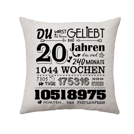 Geburtstagsgeschenk für Frauen Männer Zierkissenbezüge Geschenk für Sie 6 - 50 Jahre Geschenke für Mama Tante Papa Oma Opa Schwester Freund Geburtstagsgeschenke Ideen Kissenbezug 45 x 45 CM (20th)