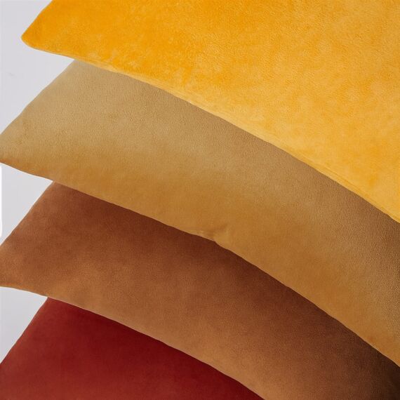 Topfinel Kissenbezug 50x50 gelb Samt 4er Set Kissenbezüge Kissenhülle sofakissen dekokissen Zierkissen deko für Sofa Schlafzimmer Wohnzimmer flauschig Farbverlauf