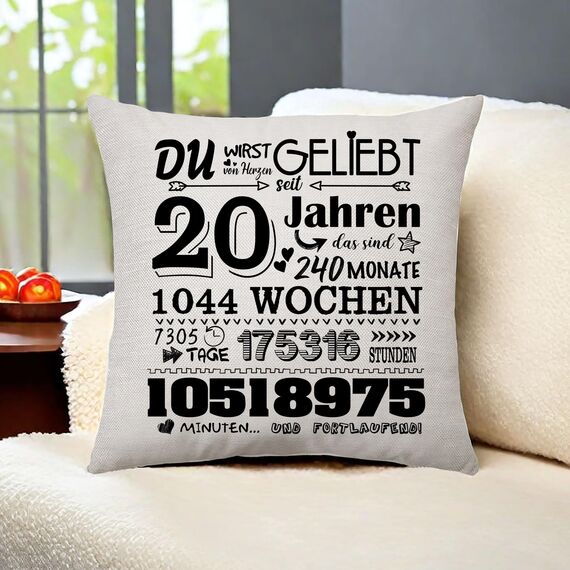 Geburtstagsgeschenk für Frauen Männer Zierkissenbezüge Geschenk für Sie 6 - 50 Jahre Geschenke für Mama Tante Papa Oma Opa Schwester Freund Geburtstagsgeschenke Ideen Kissenbezug 45 x 45 CM (20th)