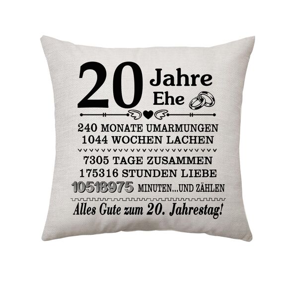 Aconesong Kissenbezug 20 Jahre Jubiläum Hochzeitstag Geschenk Vintage Buchstabenmuster Dekoration Feierlichkeiten Innen Außen 45 cm x 45 cm Quadratisch Baumwolle Leinenwebe 1 Stück