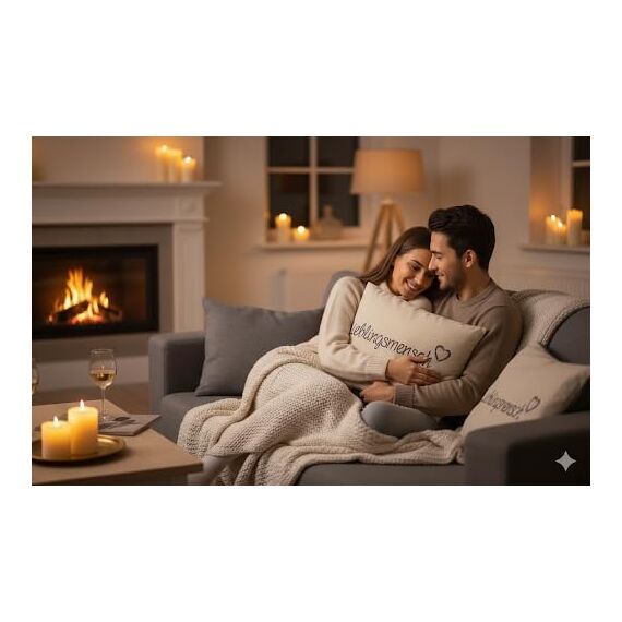 KAMACA Lieblingsmensch Kissen 30x50 cm Flauschig gefülltes Kuschelkissen grau mit Aufschrift und Reißverschluss Geschenk für Partner Freundin Kollegen oder Familie Bezug aus 100% Baumwolle (Creme)