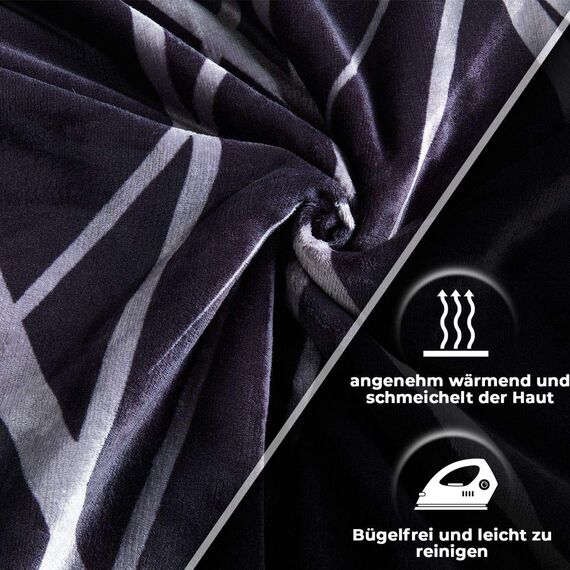 Winter Plüsch Bettwäsche Nicky-Teddy Cashmere Coral Fleece 135x200 155x220 200x200 Kissenbezug 80x80 Verschiedene Muster, Größe:200 x 200 cm, Design - Motiv:Anthrazit Dream