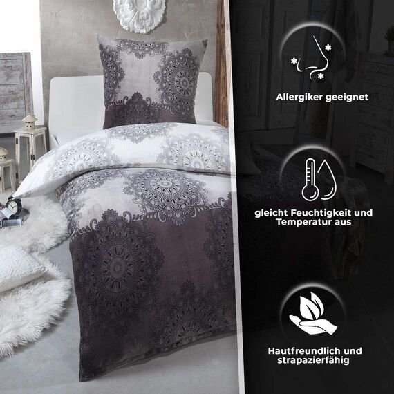 Winter Plüsch Bettwäsche Nicky-Teddy Cashmere Coral Fleece 135x200 155x220 200x200 Kissenbezug 80x80 Verschiedene Muster, Größe:200 x 200 cm, Design - Motiv:Anthrazit Dream