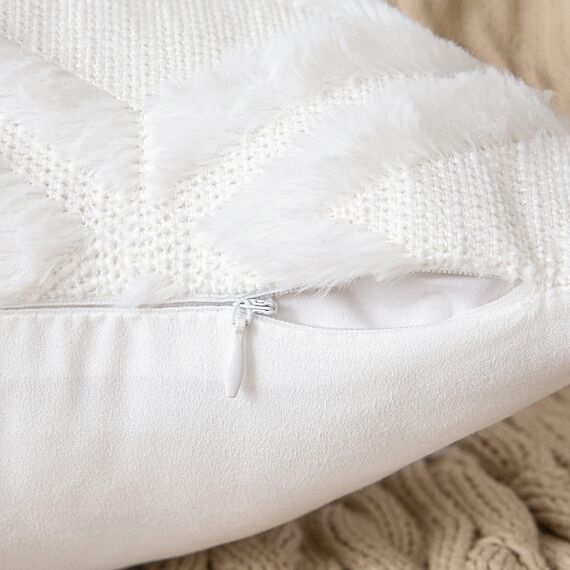 MIULEE Weihnachten 2er Set Kissenbezug Zierkissen Wolle Kissenbezüge Samt Fellkissen kissenhülle kuschelkissen Boho Deko Kissen Flauschig Sofakissen Dekokissen für Sofa Wohnzimmer 40x60 cm Weiß