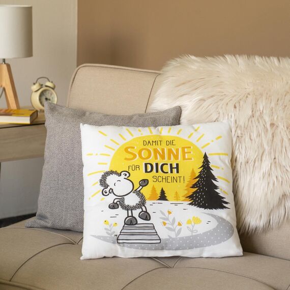 Sheepworld Kissen Motiv Sonne | Zierkissen, Baumwolle, 40 cm x 40 cm | Kissen mit Spruch | 47556