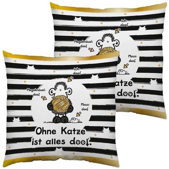 Sheepworld Kissen Motiv Ohne Katze ...| Zierkissen klein, Baumwolle, 30 cm x 30 cm | Kissen mit Spruch | 45992