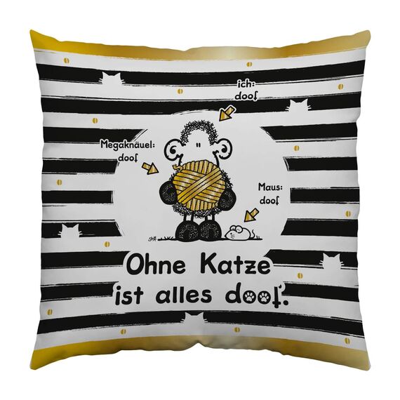Sheepworld Kissen Motiv Ohne Katze ...| Zierkissen klein, Baumwolle, 30 cm x 30 cm | Kissen mit Spruch | 45992