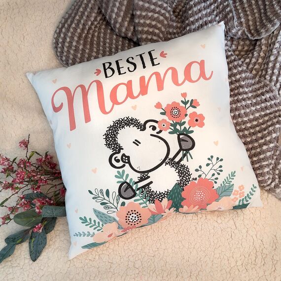 Sheepworld Kissen Motiv Mama | Zierkissen Baumwolle, 40 cm x 40 cm | Geschenk Muttertag | 48008