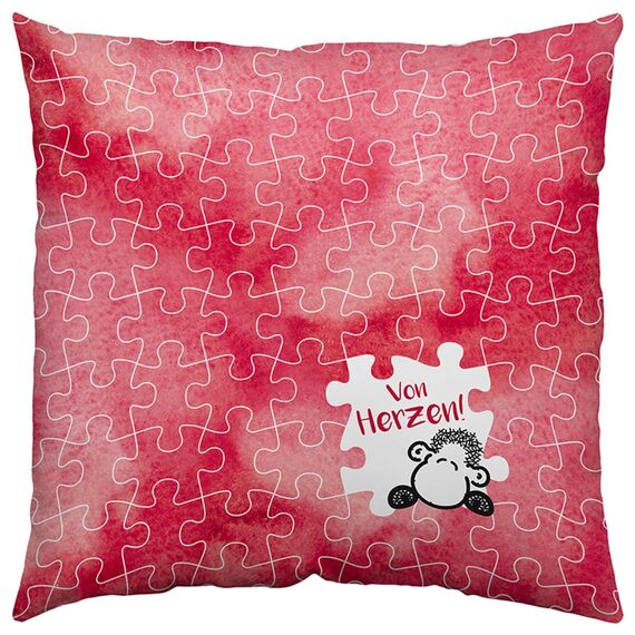 Sheepworld Kissen Motiv Du und ich | Zierkissen, Baumwolle, 40 cm x 40 cm | Kuschelkissen für Verliebte, Geschenk zum Valentinstag | 45323