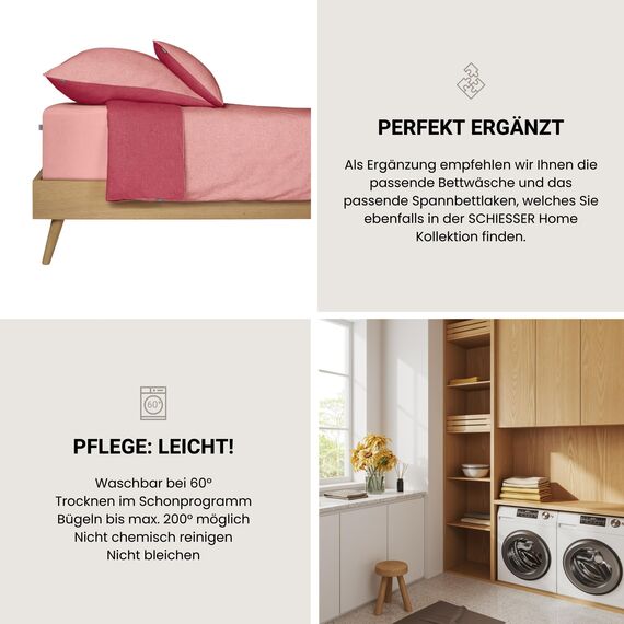 Schiesser Kissenhüllenset Doubleface - Renforcé - 2-teilig - 40 x 80 cm - Rosa