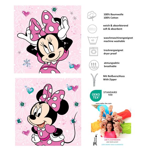 Theonoi Kinder Kissenbezug Kissenhülle Zierkissenhülle Zierkissenbezug 40x40 ohne Füllung ohne Kissen aus Baumwolle (Minnie)