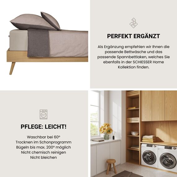 Schiesser Kissenhülle Doubleface im 2er Set | Renforcé | 100% Baumwolle aus nachhaltiger Produktion | 40x80cm | Taupe-Dunkelgrau