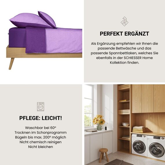 Schiesser Kissenhüllenset Doubleface - Renforcé - 2-teilig - 40 x 80 cm - Lila