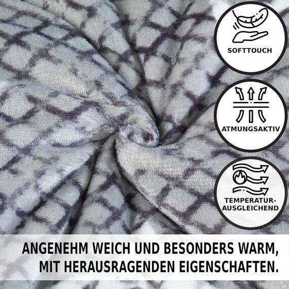 MALIKA Winter Plüsch Bettwäsche Nicky-Teddy Cashmere Coral Fleece 135x200 155x220 200x200 Kissenbezug 80x80 Verschiedene Muster, Größe:155 x 220 cm, Design - Motiv:Star Silber