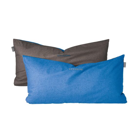 Schiesser Kissenhüllenset Doubleface - Renforcé - 2-teilig - 40 x 80 cm - Blau-Dunkelgrau