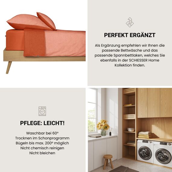 Schiesser Kissenhülle Doubleface im 2er Set | Renforcé | 100% Baumwolle aus nachhaltiger Produktion | 40x80cm | Terrakotta