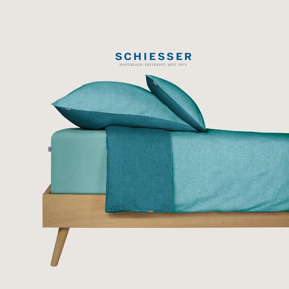 Schiesser Kissenhüllenset Doubleface | 2-teilig | Zweifarbig | Renforcé | 100% Baumwolle | Oeko-Tex Zertifiziert | Reißverschluss | 40x80cm | Türkis