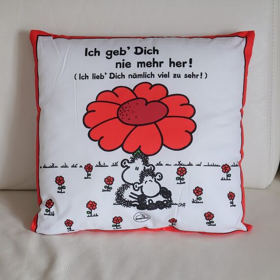 Sheepworld Kissen Motiv Ich Geb Dich nie mehr her| Zierkissen, Baumwolle, 40 cm x 40 cm | Kissen mit Spruch | 40854