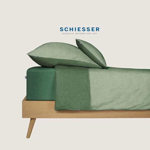 Schiesser Kissenhüllenset Doubleface | 2-teilig | Zweifarbig | Renforcé | 100% Baumwolle | Oeko-Tex Zertifiziert | Reißverschluss | 40x80cm | Grün